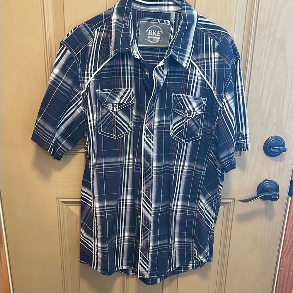 BKE Blue and White Casual Button Down Shirt